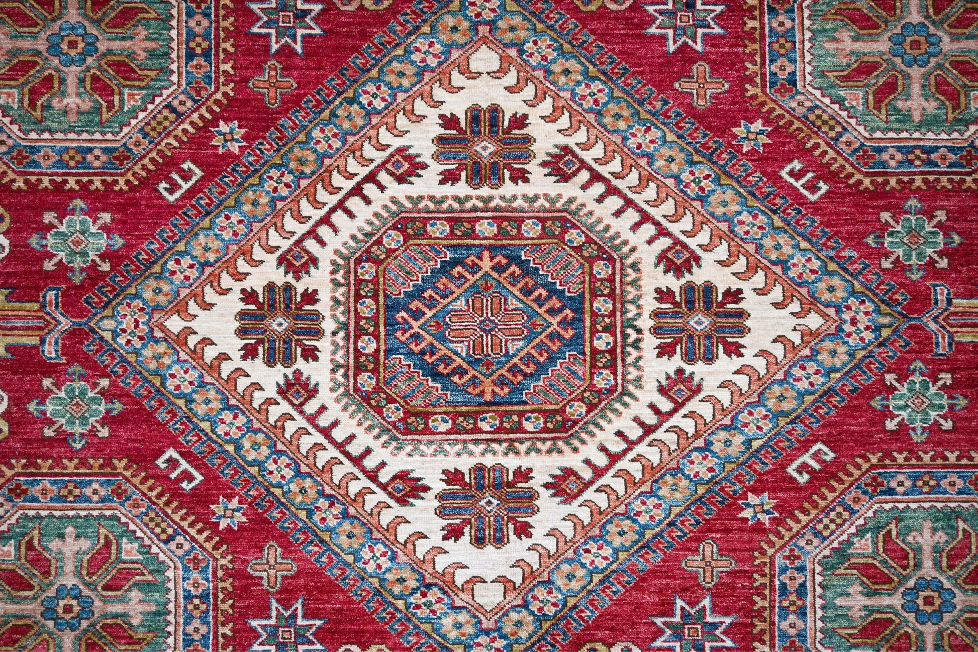 Kazakh Wool Carpet | 14'2" x 10' | Home Decor | Hand-Knotted Rug