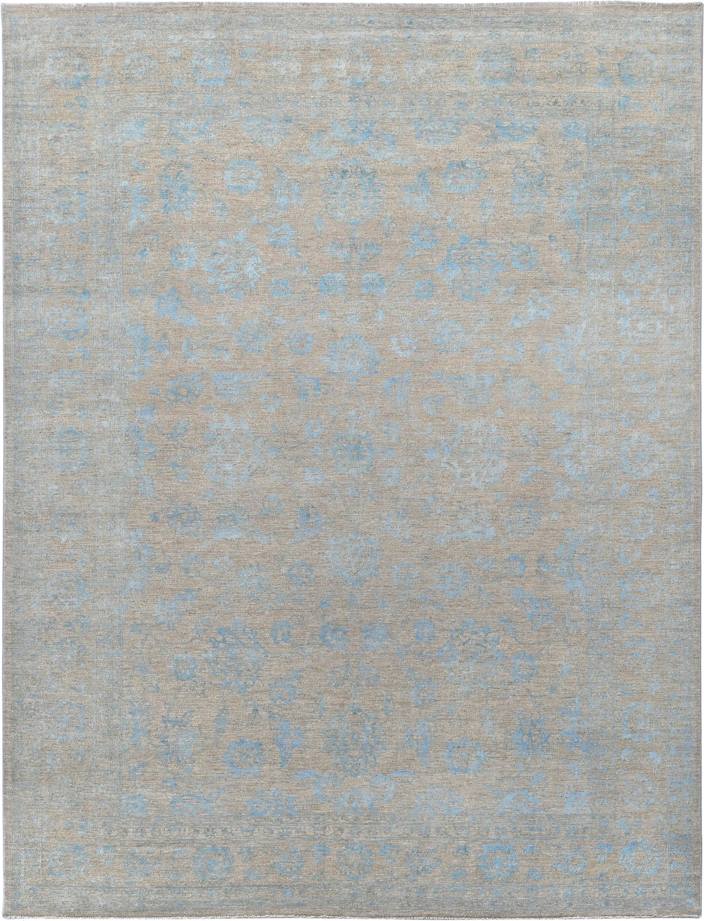 Resham Lotus Carpet | 12'4" x 9' | Pure Wool Rug | Genuine Hand-knotted Area Rug