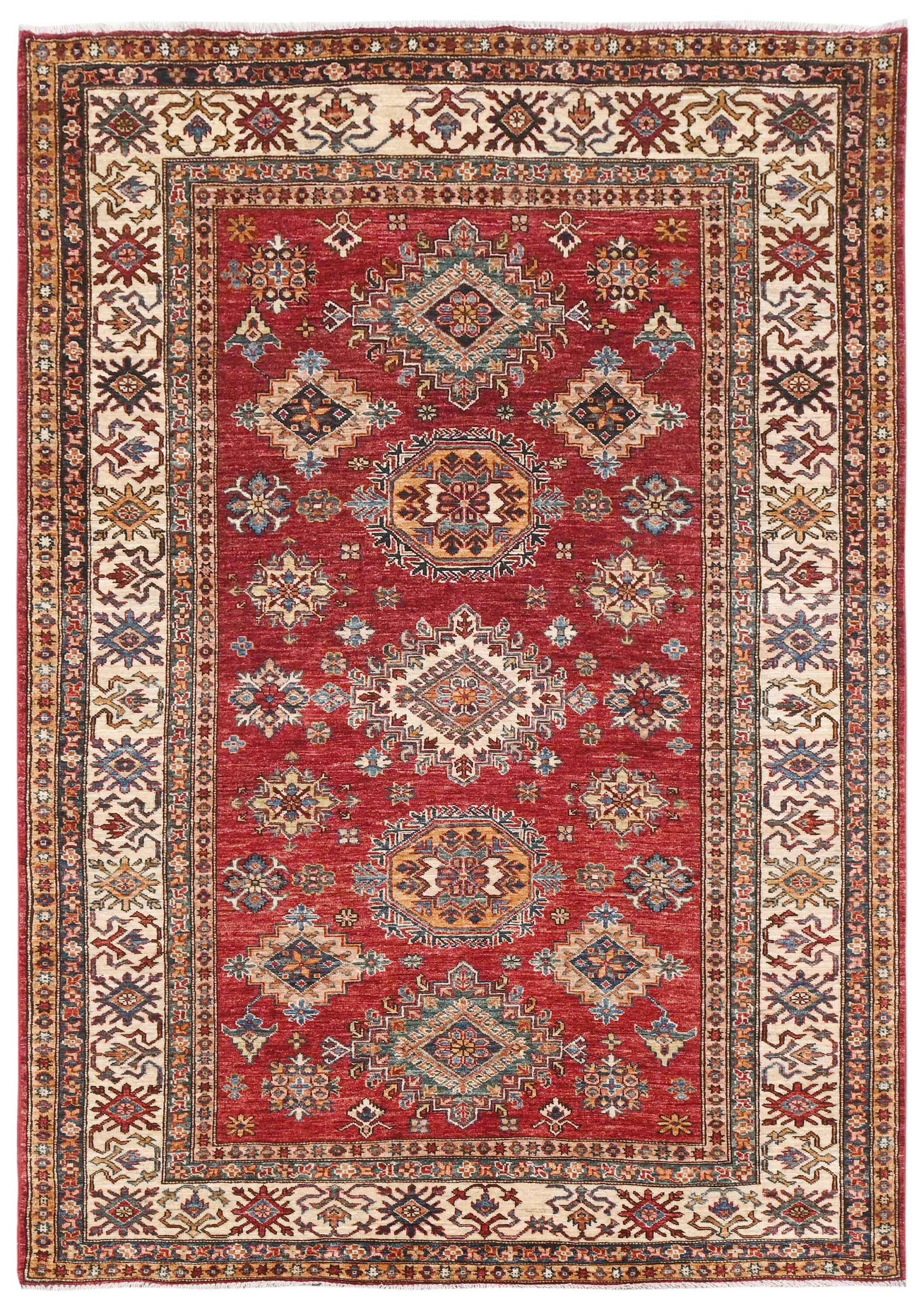 Kazakh Wool Carpet | 8'5" x 5' | Home Decor | Hand-Knotted Rug