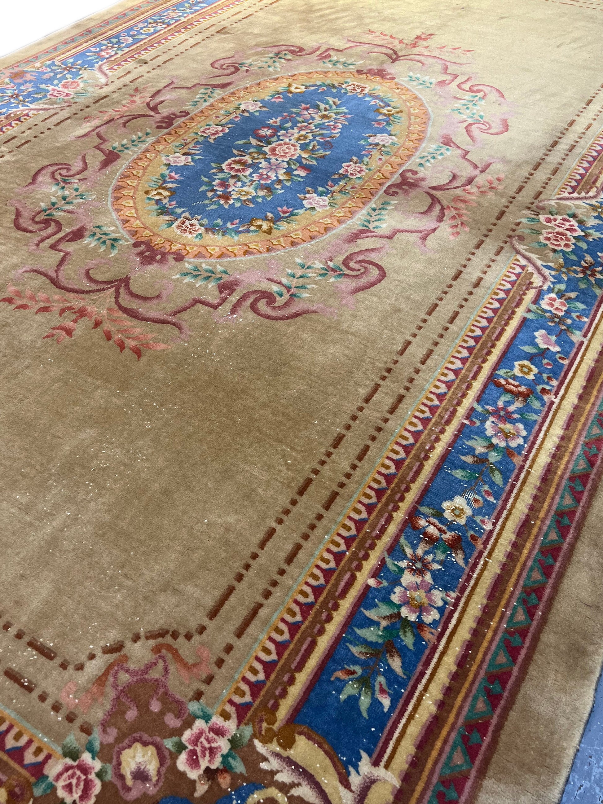 Semi-Antique Aubusson Carpet, circa 1960 | 14' x 8'4" | Home Decor | Chinese Area Rug